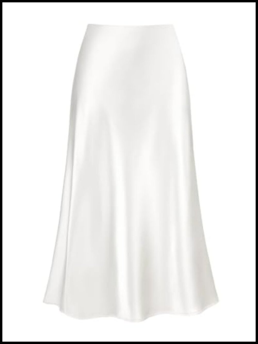 Women's Satin A-Line Midi Skirt with High Waist and Hidden Elastic Band